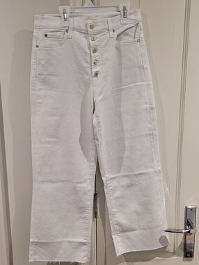 7 For All Mankind White Denim Jeans with Gold buttonfly